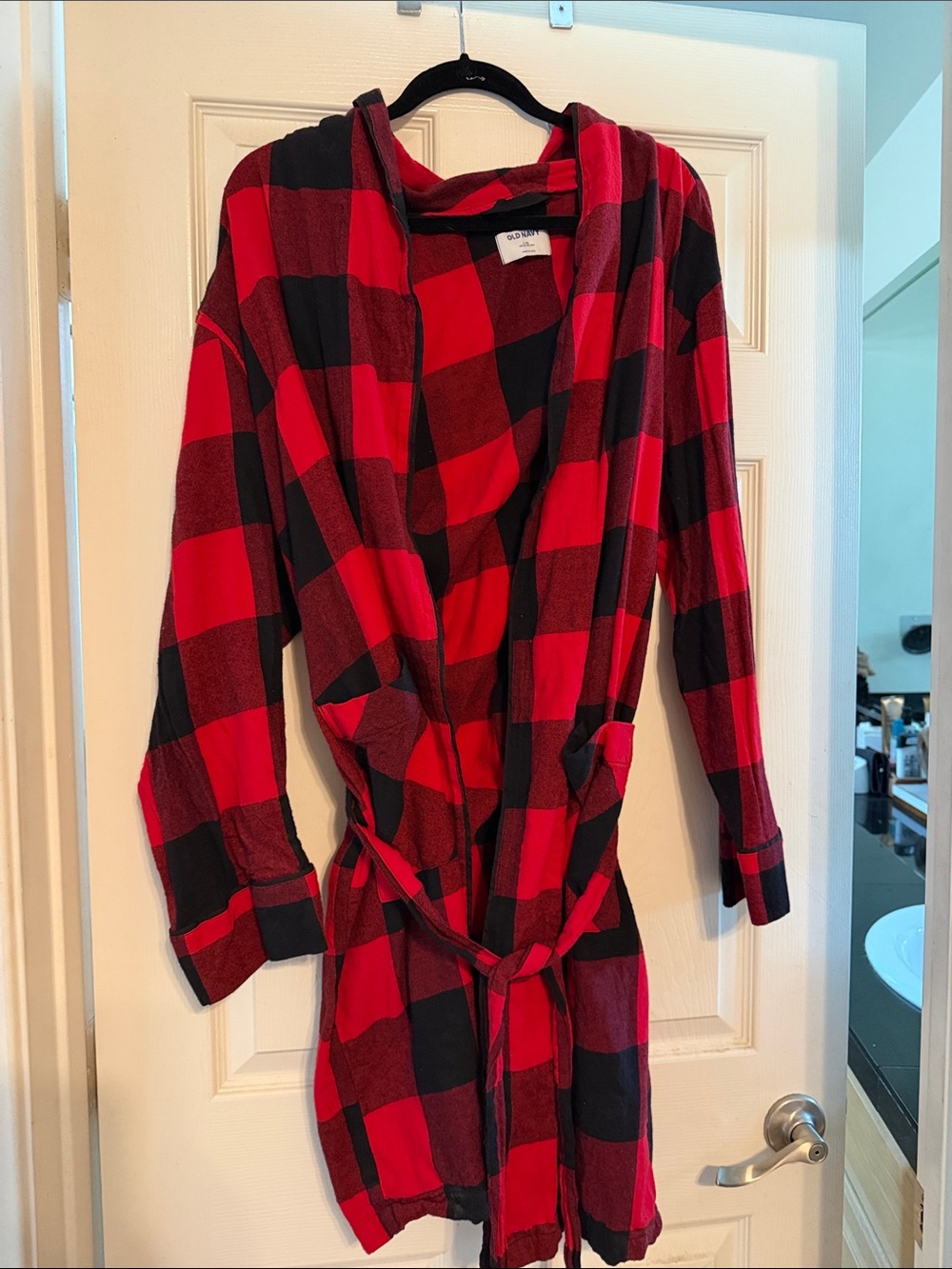 Old Gringo Red and Black Buffalo Plaid Hooded Robe
